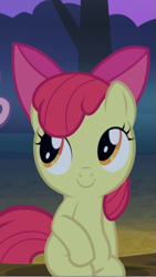 Size: 399x709 | Tagged: safe, imported from derpibooru, screencap, apple bloom, earth pony, pony, sleepless in ponyville, adorabloom, cropped, cute, female, sitting, smiling, solo