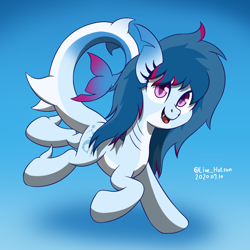 Size: 1600x1600 | Tagged: safe, artist:livehotsun, imported from derpibooru, oc, oc only, oc:shannis blue, original species, pony, shark, shark pony, cute, female, mare, solo, tail