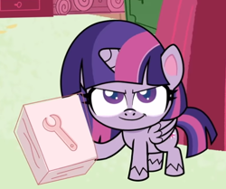 Size: 554x463 | Tagged: safe, imported from derpibooru, screencap, twilight sparkle, alicorn, pony, badge of shame, my little pony: pony life, spoiler:pony life s01e13, confident, cropped, female, g4.5, instructions, looking at you, mare, smiling, solo, twilight sparkle (alicorn)