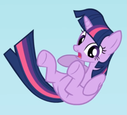 Size: 645x582 | Tagged: safe, imported from derpibooru, screencap, twilight sparkle, pony, unicorn, the ticket master, adorable distress, belly, cropped, cute, falling, female, mare, midair, open mouth, solo, twiabetes, unicorn twilight