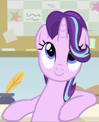 Size: 713x883 | Tagged: safe, imported from derpibooru, screencap, starlight glimmer, pony, unicorn, a horse shoe-in, season 9, bipedal, bipedal leaning, cropped, cute, female, glimmerbetes, leaning, mare, smiling, solo