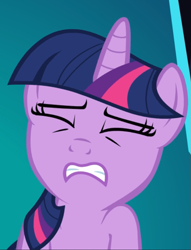 Size: 715x938 | Tagged: safe, imported from derpibooru, screencap, twilight sparkle, pony, unicorn, the crystal empire, cropped, eyes closed, female, out of context, solo, struggling, unicorn twilight