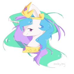 Size: 1000x1000 | Tagged: safe, artist:mikey_pony, imported from derpibooru, princess celestia, pony, bust, crown, cute, cutelestia, female, jewelry, mare, portrait, profile, regalia, simple background, solo, white background