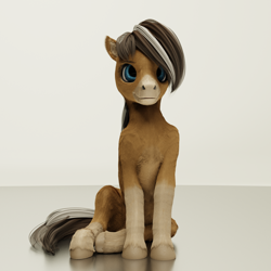 Size: 2560x2560 | Tagged: safe, artist:gammahoof, imported from derpibooru, oc, oc only, oc:cinnamon spice, earth pony, pony, 3d, blender, female, high res, mare, sitting, smiling