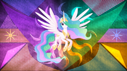 Size: 3840x2160 | Tagged: safe, artist:laszlvfx, artist:negatif22, edit, imported from derpibooru, princess celestia, pony, female, movie accurate, solo, wallpaper, wallpaper edit