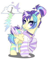 Size: 1050x1300 | Tagged: safe, artist:gihhbloonde, imported from derpibooru, oc, oc only, alicorn, pony, clothes, colored wings, female, jacket, magical lesbian spawn, mare, multicolored wings, offspring, parent:oc:magical projection, parent:rainbow dash, parents:canon x oc, simple background, solo, transparent background, wings