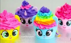 Size: 637x391 | Tagged: safe, imported from derpibooru, fluttershy, pinkie pie, rainbow dash, twilight sparkle, cupcake, food, irl, photo, rainbow and cupcakes, rainbow cupcake