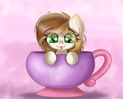 Size: 5979x4866 | Tagged: safe, artist:janelearts, imported from derpibooru, oc, oc only, earth pony, pony, :p, absurd resolution, cup, cup of pony, earth pony oc, female, mare, micro, solo, teacup, tongue out