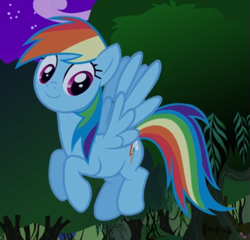 Size: 575x553 | Tagged: safe, imported from derpibooru, screencap, rainbow dash, pegasus, pony, dragon quest, cropped, cute, dashabetes, female, flying, mare, smiling, solo, wings