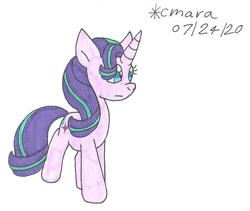 Size: 1119x943 | Tagged: safe, artist:cmara, imported from derpibooru, starlight glimmer, pony, unicorn, female, mare, simple background, solo, traditional art, walking, white background