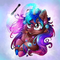 Size: 2048x2048 | Tagged: safe, artist:mychelle, imported from derpibooru, pony, unicorn, bust, da 20th birthday, deviantart, female, magic, mare, ponified, portrait, solo