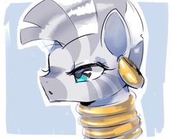 Size: 610x495 | Tagged: safe, artist:araraginatsuki, imported from derpibooru, zecora, pony, zebra, bust, ear piercing, earring, female, jewelry, piercing, portrait, solo