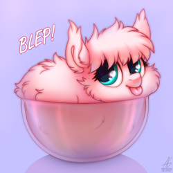 Size: 2210x2206 | Tagged: safe, artist:argigen, imported from derpibooru, oc, oc only, oc:fluffle puff, pony, :p, cup, cup of pony, cute, female, flufflebetes, fluffy, high res, if i fits i sits, mare, micro, ocbetes, rcf community, smol, solo, tongue out