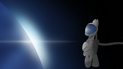 Size: 3840x2160 | Tagged: safe, artist:astralr, imported from derpibooru, pony, lens flare, planet, solo, space, spacesuit, stars, sun