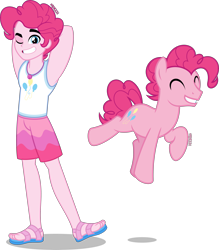 Size: 3503x4000 | Tagged: safe, artist:orin331, imported from derpibooru, pinkie pie, earth pony, pony, equestria girls, ankles, bubble berry, cute, cutie mark, equestria guys, eyes closed, feet, geode of sugar bombs, grin, handsome, human ponidox, magical geodes, male, one eye closed, rule 63, sandals, self paradox, self ponidox, simple background, smiling, stallion, transparent background, wink