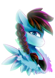 Size: 764x1080 | Tagged: safe, artist:kiwwsplash, imported from derpibooru, oc, oc only, pegasus, pony, braid, bust, pegasus oc, solo, wings