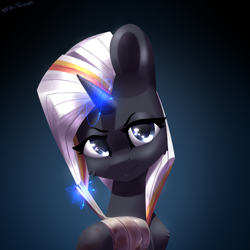 Size: 2400x2400 | Tagged: safe, artist:shido-tara, imported from derpibooru, oc, oc only, oc:velvet remedy, pony, unicorn, fallout equestria, annoyed, bandage, blood, fanfic art, high res, injured, magic, solo, telekinesis