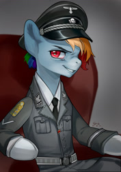 Size: 2150x3035 | Tagged: artist needed, safe, artist:avenuesister217, imported from derpibooru, oc, oc only, pegasus, semi-anthro, clothes, germany, military, nazi, not rainbow dash, schutzstaffel, solo, uniform, world war ii