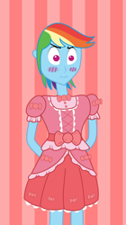 Size: 700x1250 | Tagged: safe, artist:disty dusk, imported from derpibooru, rainbow dash, equestria girls, blushing, clothes, crossdressing, dress, embarrassed, equestria guys, male, rainbow blitz, rainbow blitz always dresses in style, rainbow dash always dresses in style, rule 63, solo