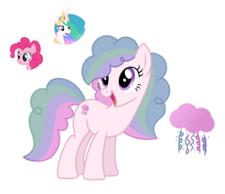 Size: 1280x1100 | Tagged: safe, artist:tenderrain-art, artist:tenderrain46, imported from derpibooru, pinkie pie, princess celestia, oc, earth pony, pony, female, magical lesbian spawn, mare, offspring, parent:pinkie pie, parent:princess celestia, parents:pinkielestia, simple background, transparent background