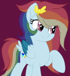 Size: 853x915 | Tagged: safe, artist:circuspaparazzi5678, imported from derpibooru, oc, oc only, oc:lightning blitz, pegasus, pony, base used, hairclip, movie accurate, multicolored hair, parent:rainbow dash, parent:soarin', rainbow hair, solo