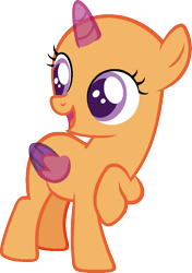 Size: 733x1043 | Tagged: safe, artist:pegasski, imported from derpibooru, oc, oc only, alicorn, pony, forever filly, alicorn oc, bald, base, bedroom eyes, eyelashes, female, filly, horn, looking back, raised hoof, simple background, smiling, solo, transparent background, two toned wings, wings