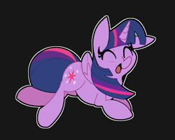 Size: 2000x1600 | Tagged: safe, artist:kindakismet, imported from derpibooru, twilight sparkle, alicorn, pony, black background, cute, eyes closed, female, open mouth, prone, simple background, smiling, solo, twiabetes, twilight sparkle (alicorn)