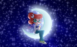 Size: 4113x2529 | Tagged: safe, artist:lumi-infinite64, imported from derpibooru, human, equestria girls, cartoon network, crescent moon, crossover, female, johnny test, mary test, moon, night, night sky, sky, solo, teletoon