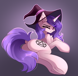 Size: 3138x3093 | Tagged: safe, artist:airiniblock, imported from derpibooru, oc, oc only, oc:orchid moon, pony, unicorn, chest fluff, clothes, commission, ear fluff, hat, horn, rcf community, solo, unicorn oc