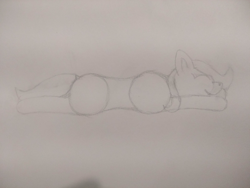 Size: 4000x3000 | Tagged: safe, artist:barpy, imported from derpibooru, oc, oc only, earth pony, pony, happy, lying on the ground, prone, resting, simple background, sketch, solo, traditional art