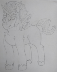 Size: 2787x3525 | Tagged: safe, artist:barpy, imported from derpibooru, king sombra, pony, fluffy, male, simple background, sketch, solo, traditional art, unshorn fetlocks