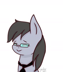 Size: 1340x1537 | Tagged: artist needed, safe, imported from derpibooru, oc, oc only, oc:silver bristle, earth pony, pony, digital art, eyes closed, glasses, male, necktie, simple, simple background, smiling, stallion