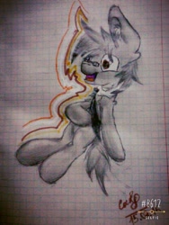 Size: 480x640 | Tagged: artist needed, safe, artist:palace, imported from derpibooru, oc, oc only, oc:silver bristle, earth pony, pony, ear fluff, earth pony oc, glasses, graph paper, laughing, male, necktie, solo, stallion, traditional art