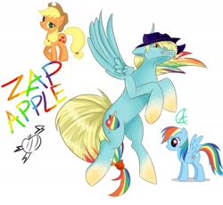 Size: 2267x2088 | Tagged: safe, artist:cynfularts, imported from derpibooru, applejack, rainbow dash, pegasus, apple, food, fusion, simple background, white background, zap apple