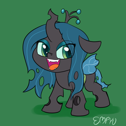 Size: 1000x1000 | Tagged: safe, artist:empyu, imported from derpibooru, queen chrysalis, changeling, changeling queen, my little pony: pony life, female, g4, g4 to g4.5, g4.5, green background, simple background, solo