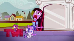 Size: 1920x1080 | Tagged: safe, edit, edited screencap, imported from derpibooru, screencap, spike, twilight sparkle, alicorn, dog, pony, equestria girls, equestria girls (movie), my little pony: pony life, spoiler:pony life s01e29, exploitable meme, female, g4.5, horrified, male, meme, screaming, simple background, spike the dog, statue, ted talk, transparent background, twi talk, twilight sparkle (alicorn), twilight's human reaction, twiscream, wondercolt statue, zound off