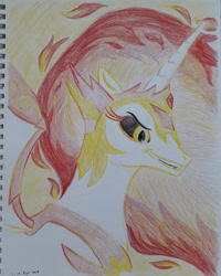 Size: 2190x2738 | Tagged: safe, artist:rockhoppr3, imported from derpibooru, daybreaker, alicorn, pony, female, solo, traditional art