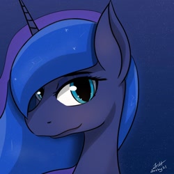 Size: 1024x1024 | Tagged: safe, artist:dashy21, imported from derpibooru, princess luna, pony, female, looking at you, night, solo