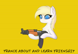 Size: 3025x2112 | Tagged: safe, artist:anonymous, imported from derpibooru, oc, oc:aryanne, earth pony, pony, art pack:marenheit 451, /mlp/, ak-47, assault rifle, female, gun, mare, nazi, rifle, solo, swastika, weapon