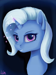 Size: 3543x4724 | Tagged: safe, artist:lin feng, imported from derpibooru, trixie, pony, unicorn, bust, female, magic, solo