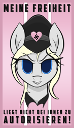 Size: 1904x3264 | Tagged: safe, artist:anonymous, imported from derpibooru, oc, oc:aryanne, earth pony, pony, art pack:marenheit 451, /mlp/, female, german, mare, nazi, poster, solo, swastika