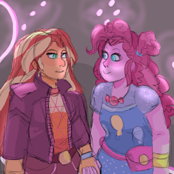 Size: 2000x2000 | Tagged: safe, artist:ponkersetfan01, imported from derpibooru, pinkie pie, sunset shimmer, equestria girls, equestria girls series, sunset's backstage pass!, spoiler:eqg series (season 2), holding hands, screencap reference