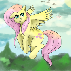 Size: 2000x2000 | Tagged: safe, artist:ponkersetfan01, imported from derpibooru, fluttershy, pony, cute, flying