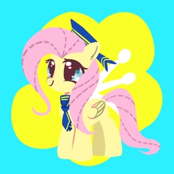 Size: 768x768 | Tagged: safe, artist:tomizawa96, imported from derpibooru, fluttershy, pegasus, pony, accessory, female, hat, mare, smiling, solo