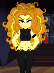 Size: 1920x2600 | Tagged: safe, artist:theminus, imported from derpibooru, adagio dazzle, human, equestria girls, belly button, female, messy hair, messy mane, midriff, police officer, solo