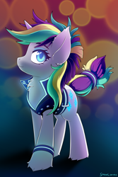 Size: 1200x1800 | Tagged: safe, artist:symbianl, imported from derpibooru, rarity, pony, unicorn, alternate hairstyle, clothes, female, punk, raripunk, solo, vest