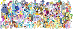 Size: 2500x980 | Tagged: safe, artist:90sigma, artist:bluemeganium, artist:chainchomp2 edits, artist:cheezedoodle96, artist:cloudy glow, artist:dashiesparkle, artist:floppychiptunes, artist:iknowpony, artist:jawsandgumballfan24, artist:jhayarr23, artist:thatguy1945, artist:tomfraggle, artist:vector-brony, edit, imported from derpibooru, amethyst star, apple bloom, apple fritter, apple honey, apple tarty, applejack, appointed rounds, aunt holiday, auntie lofty, azure velour, berry punch, berryshine, big macintosh, biscuit, bon bon, bow hothoof, braeburn, captain celaeno, carrot cake, carrot top, cayenne, cheese sandwich, citrus blush, clear sky, cloud kicker, cloudchaser, coloratura, cookie crumbles, cucumber seed, cup cake, daisy, daring do, derpy hooves, diamond tiara, dj pon-3, doctor whooves, double diamond, feather bangs, fire flare, fire streak, fleetfoot, flitter, flower wishes, fluttershy, gabby, gallus, gentle breeze, gilda, golden harvest, helia, high winds, hondo flanks, hoofer steps, iron will, ivory, ivory rook, junebug, kettle corn, lemon hearts, lighthoof, lightning bolt, lightning dust, lily, lily love, lily valley, limestone pie, linky, lyra heartstrings, mane allgood, marble pie, matilda, maud pie, mayor mare, minuette, misty fly, mixed berry, mocha berry, moondancer, night glider, noi, north point, ocellus, octavia melody, parasol, pinkie pie, pipsqueak, posey shy, pound cake, pretzel twist, princess cadance, princess celestia, princess ember, princess luna, princess skystar, pumpkin cake, quibble pants, rainbow dash, rainy day, rarity, roseluck, rumble, sandbar, scootaloo, sea swirl, seafoam, shimmy shake, shining armor, shoeshine, silver spoon, silverstream, skeedaddle, smolder, snap shutter, soarin', sparkler, spike, spitfire, spring melody, sprinkle medley, spur, starlight glimmer, sugar belle, sunny delivery, sunshower raindrops, surprise, sweet biscuit, sweetie belle, sweetie drops, tempest shadow, tender taps, terramar, thorax, thunderlane, time turner, trixie, tulip swirl, twilight sky, twilight sparkle, twinkleshine, twist, valley glamour, vapor trail, vinyl scratch, white lightning, wind sprint, windy whistles, yona, zecora, alicorn, changedling, changeling, crystal pony, donkey, dragon, earth pony, griffon, minotaur, pegasus, pony, seapony (g4), unicorn, yak, zebra, my little pony: the movie, apple family member, bipedal, cake twins, crystallized, everypony, king thorax, looking at you, mane seven, mane six, siblings, simple background, student six, transparent background, twilight sparkle (alicorn), twins, vector, wall of tags