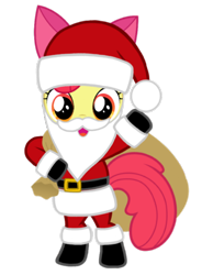 Size: 752x1024 | Tagged: artist needed, safe, imported from derpibooru, apple bloom, earth pony, pony, belt, bipedal, boots, christmas, clothes, costume, fake beard, female, filly, hat, holiday, looking at you, open mouth, sack, santa claus, santa costume, santa hat, santa sack, shoes, simple background, solo, standing, transparent background, vector