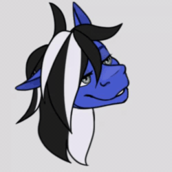 Size: 500x500 | Tagged: safe, artist:gori, artist:orionisanimation, imported from derpibooru, oc, oc:buffonsmash, pegasus, pony, animated, animator:orionisanimation, art, black and white, blinking, blue, blue oc, bust, colored, commission, cute, digital art, ears up, eye, eye color, eyes, grayscale, green eyes, hair, hot, long hair, long mane, looking at you, looking back, looking up, male, male oc, mane, monochrome, nose, open mouth, pegasus oc, portrait, sexy, shading, smiling, snout, solo, stallion, teaser, teasing, test, wings