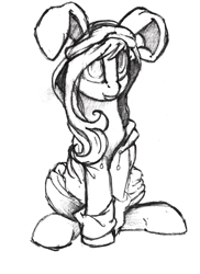 Size: 1021x1403 | Tagged: safe, artist:intfighter, imported from derpibooru, oc, oc only, earth pony, pony, animal costume, bunny costume, clothes, costume, earth pony oc, lineart, monochrome, solo, traditional art